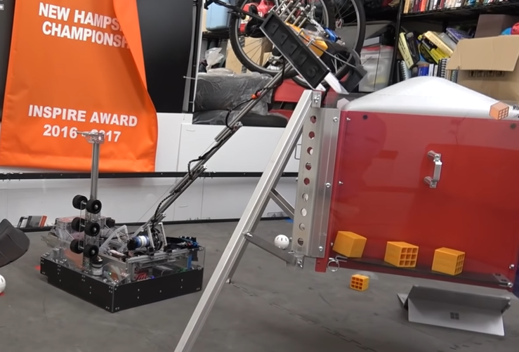 11115 Gluten Free's Rover Ruckus robot with slides extended
