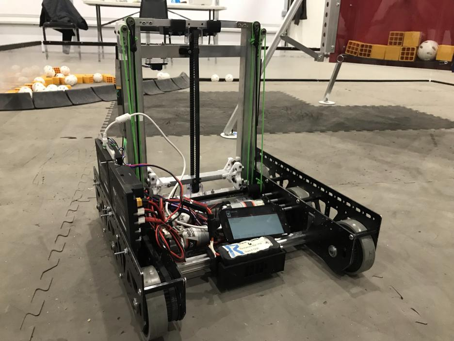7236's Rover Ruckus bot with custom box tube elevator