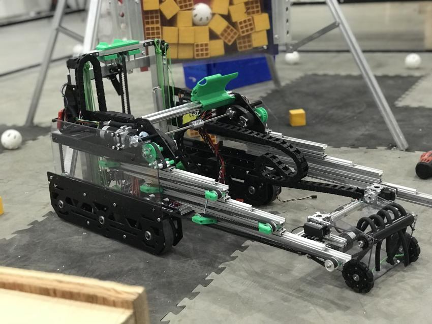 7236's Rover Ruckus' robot's belt rigging
