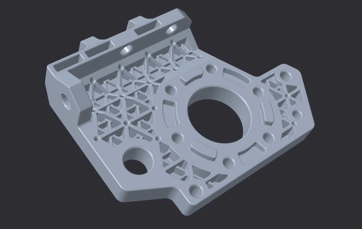Arm pivot mount with complex double iso-grid pocketing pattern