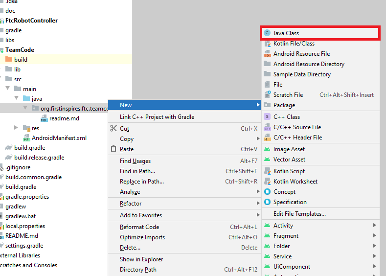 New > Java Class