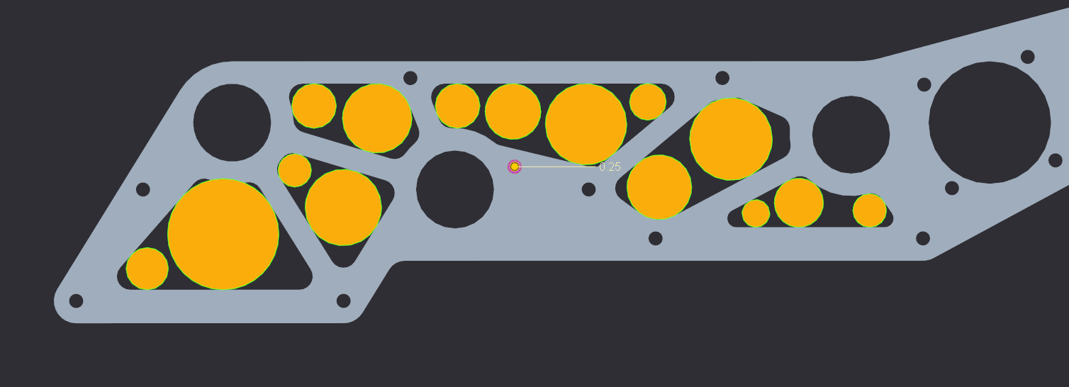 Outer mechanism plate showing the tangent circles between the pockets