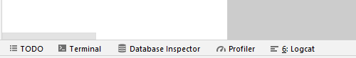 Terminal and logcat tabs near the bottom left